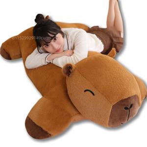 자이언트 카와이 Capybara 플러시 인형 바닥 매트 소년과 소녀를위한 고품질 동물 갈색 Capybara 플러시 카펫 홈 장식 선물