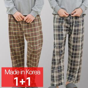 [콜라에스](1+1 2매) 남성 9부 체크파자마/오레체크+다브체크/한국 국내산/특면/잠옷