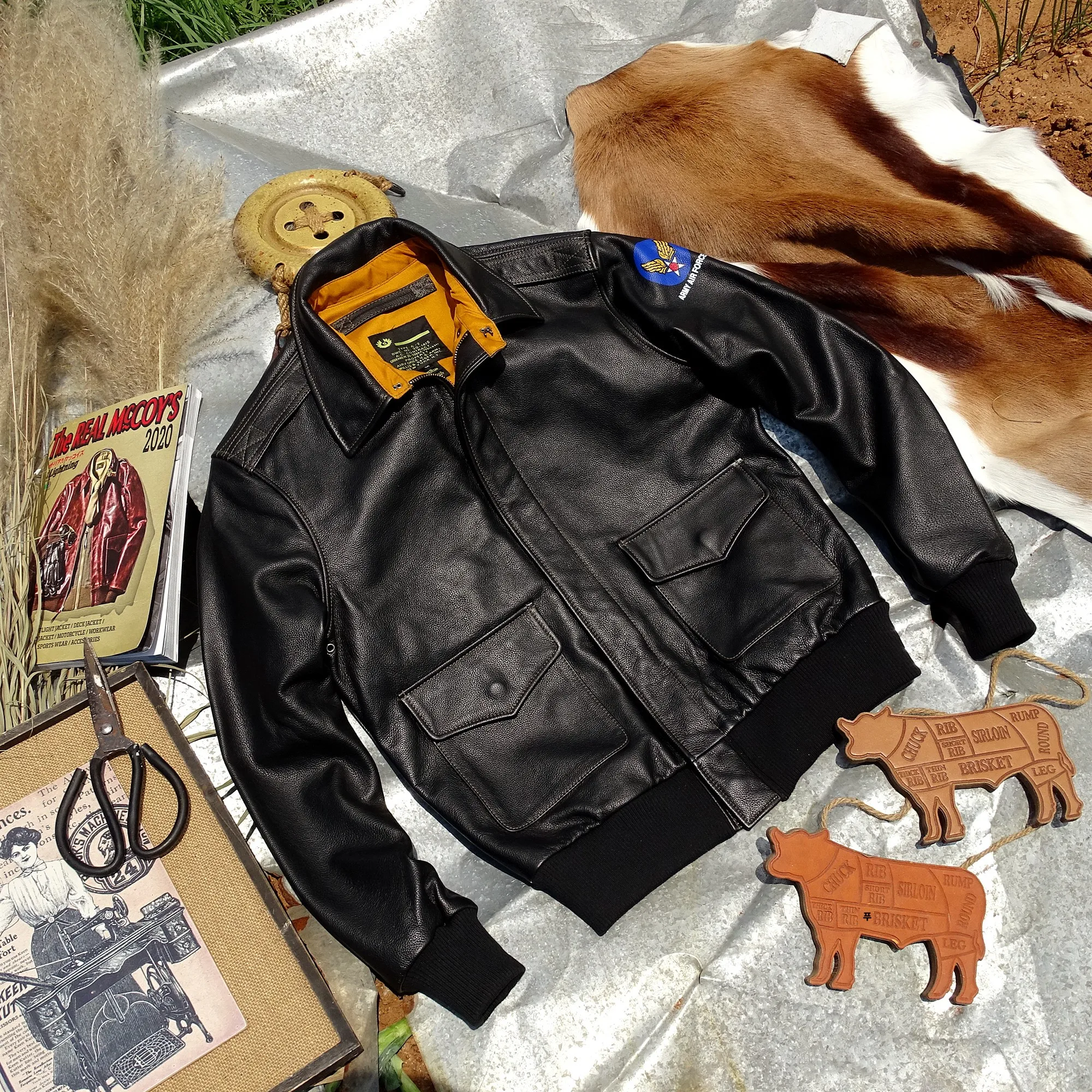 A2 공군 비행 가죽 자켓 남성 슬림 피트 짧은 스타일 탑 레이어 소 가죽 정품 가죽 의류 세련된 streetwear