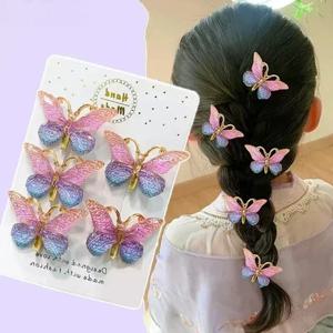 5PCS 달콤한 입체 색상 그라디언트 귀여운 아기 머리핀 어린이 헤어 클립 어린이 모자를 쓰고 있죠 공주 자용 소녀 액세서리