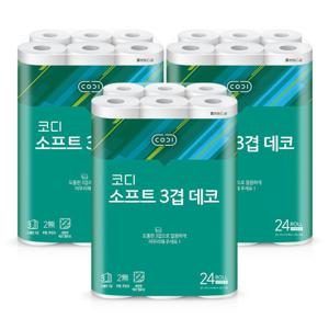 코디 소프트 3겹 데코 화장지 25M 24롤 3팩