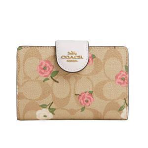 [해외직구] 코치 여성 미디엄 코너집 반지갑 CR968 라이트카키초크멀티 플라워 당일출고