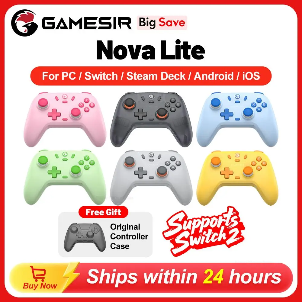 Gamesir Nova Lite 게임 패드 Nintendo Switch 2 컨트롤러 스위치 용 PC Steam Android iOS iPhone Controle 홀 이펙트 조이스틱