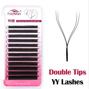 FADVAN YY 모양 6-15mm 속눈썹 2D 0.07/0.05mm 가짜 밍크 C/D 컬 자연 소프트 브라질 미리 만들어진 볼륨 팬 속눈썹 확장