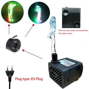 220V 3W 소형 자동 잠수정 펌프 수족관 물고기 탱크 분수 LED 펌프 EU 플러그 펌핑 폭기 펌프 장식품 세트