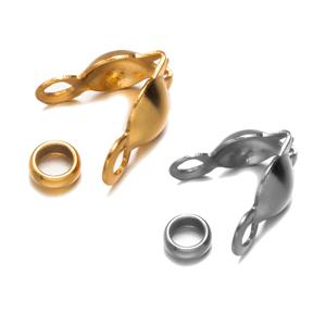 50pcs 스테인레스 스틸 크림프 비드 팁 매듭 커버 쥬얼리 만들기 공예 DIY에 대 한 50pcs 엔드 캡과 대합 조개 접이식 비드 팁