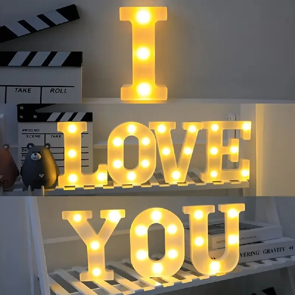 가정, 결혼식, 제안, 생일, 파티, 사진 소품, 배터리 구동 흰색 장식 야간 조명에 대 한 1PC LED 알파벳 및 숫자 조명