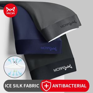 Miiow 3Pcs 얼음 실크 남자 복서 반바지 속옷 항균 Boxershorts Cueca 남성 팬티 패션 남자 속옷 란제리 5XL