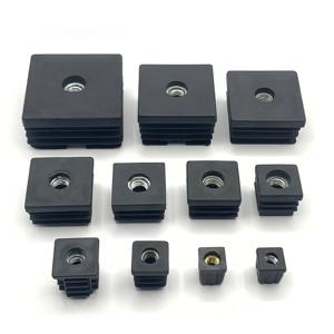 10 또는 5pcs M5 M6 M8 너트 구멍이있는 플라스틱 사각 파이프 플러그 블랭킹 엔드 인서트 캡 파이프 커버 가구 다리 피트 튜브 플러그