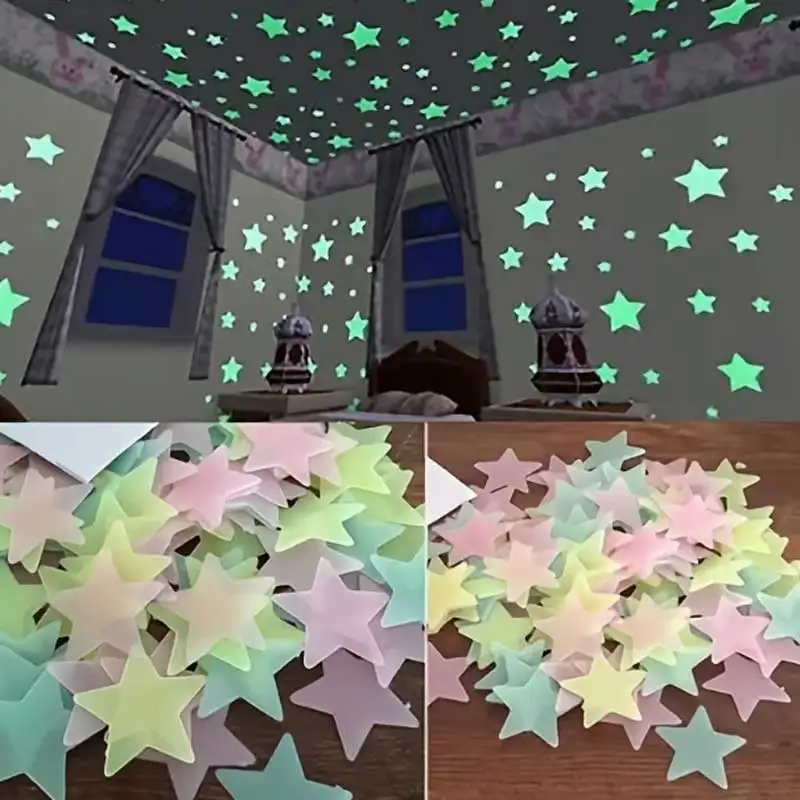야광 별 스티커 - 어린이 방 꾸미기, DIY 밤하늘 천장, 야광 파티 용품용 셀프 접착 벽 데칼