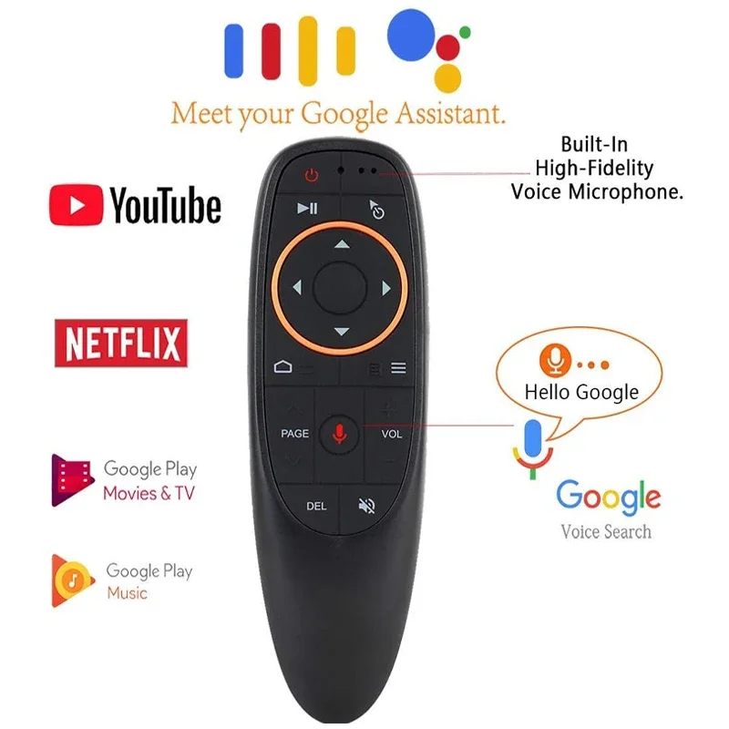 G10S Pro BT 음성 원격 제어 안드로이드 TV 박스 PC용 자이로스코프 IR 학습 기능이 있는 2.4G 무선 에어 마우스