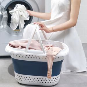접이식 플라스틱 빨래 바구니, 접이식 팝업 욕실 더러운 옷 바구니, 가정용 플라스틱 대형 보관 용기