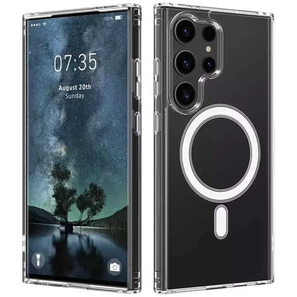 삼성 갤럭시 S24 S21 S25 S22 플러스 S23 울트라 플러스 무선 충전 충격 방지 투명 클리어 마그네틱 케이스