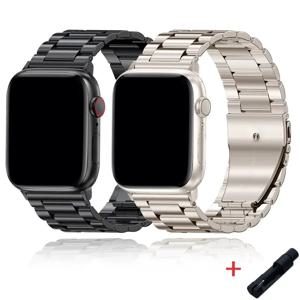 애플 워치 밴드용 스테인리스 스틸 스트랩 44mm 45mm 42-40-41mm 메탈 링크 브레이슬릿 iWatch 시리즈 11 10 8 7 6 5 4 3 se 울트라 49mm