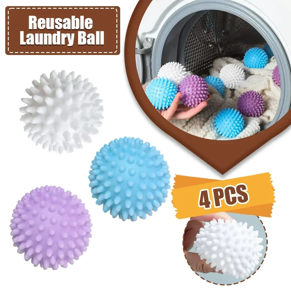 4Pcs PVC 건조기 공 재사용 가능한 세탁 공 세탁기 건조 직물 연화제 공 홈 옷 청소 도구 Accessrices
