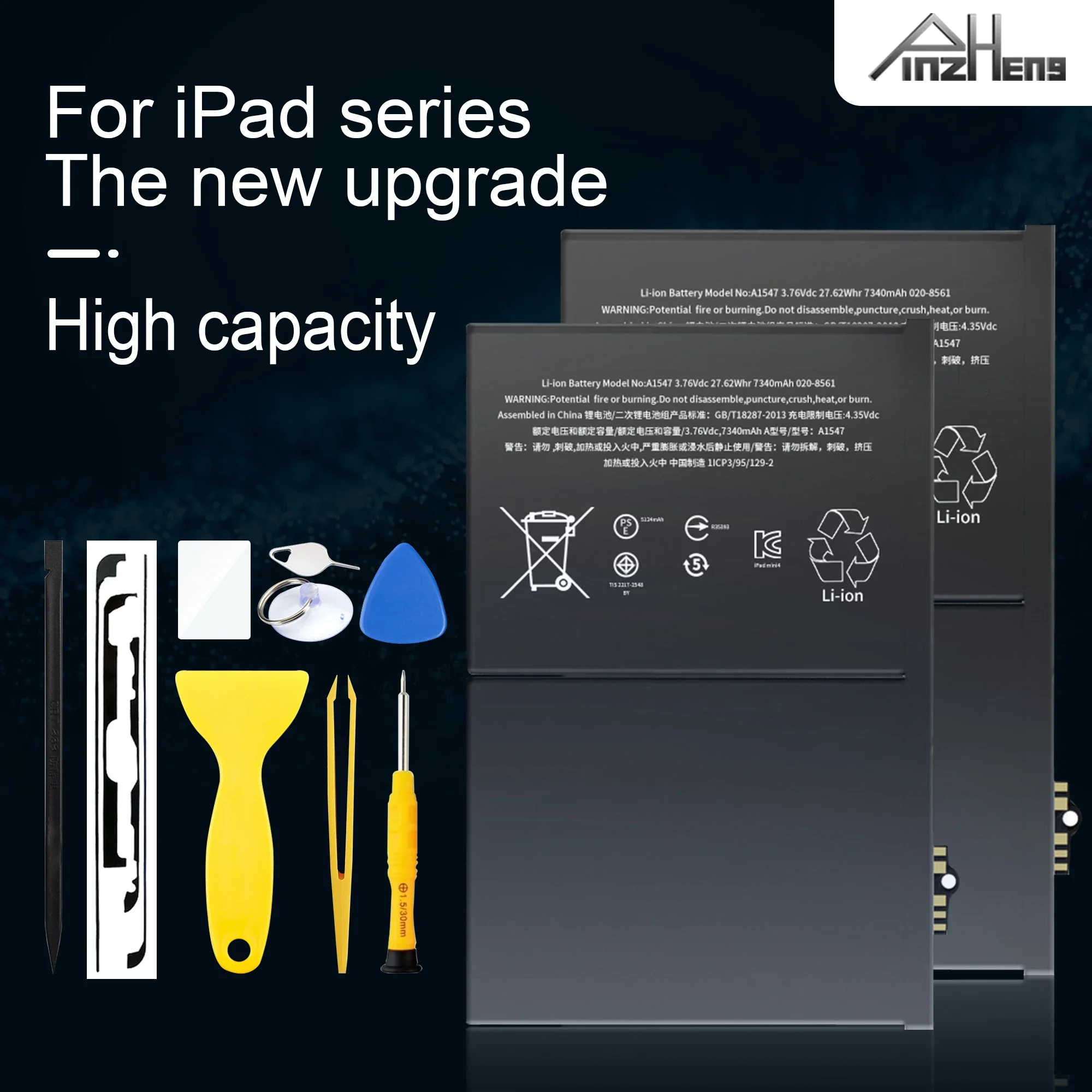 PINZHENG 태블릿 배터리, iPad 5 6 Air A1484, iPad Air2 A1474 A1475 A1893 10.2 Mini 2 3 4 5 Pro 9.7 10.5 11 12.9 배터리
