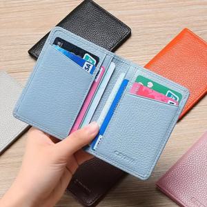 멀티 카드 슬롯 솔리드 컬러 휴대용 가죽 카드 케이스 유니버설 은행 신용 카드 ID 버스 카드 홀더 여행 주최자 지갑
