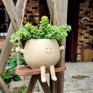 스윙 페이스 화분, 벽걸이 화분, 스마일 페이스 송진 화분, 큰 다육 식물, 창의적인 화분