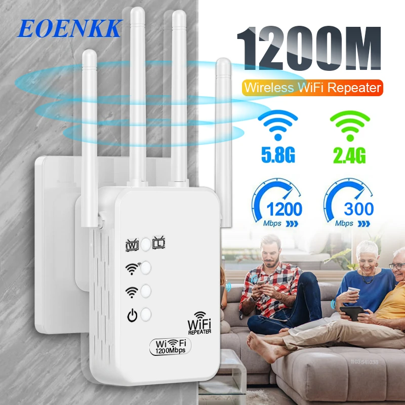 1200Mbps WiFi 리피터 신호 증폭기 WIFI 익스텐더 듀얼 밴드 2.4G 5G WI-FI 신호 부스터 셀룰러 통신 증폭기