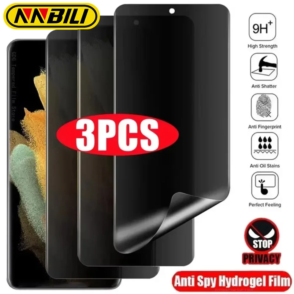 NNBILI 3매 프라이버시 소프트 하이드로겔 필름 삼성 갤럭시 S24 울트라 S23 S22 S21 플러스 FE S20 S9 S10 플러스 노트 20 스크린 보호필름