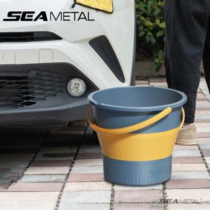 SEAMETAL 5L/10L 세차 용 접이식 양동이 두꺼운 플라스틱 내구성 물통 야외 휴대용 낚시 캠핑 양동이