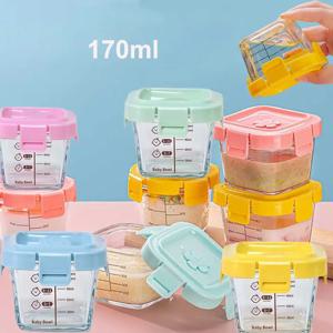 140ml 유리 식품 보관 상자 냉동 이유식 유리 컵 작은 사람들을위한 이유식 보관 용기 전자 레인지 안전