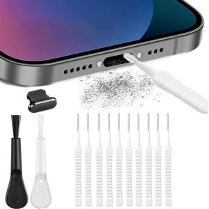 USB C 충전 포트 범용 미니 청소 브러시, 금속 먼지 플러그 제거 클리너 키트, 아이폰 샤오미 이어폰 청소, 13 인 1