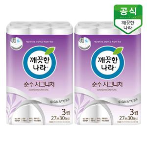 깨끗한나라 벚꽃 로맨틱 롤화장지 27m 30롤 x 2팩