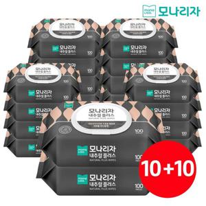 (텐텐특가) 모나리자 내추럴 순수 플러스 물티슈 캡형 100매 X 10+10팩