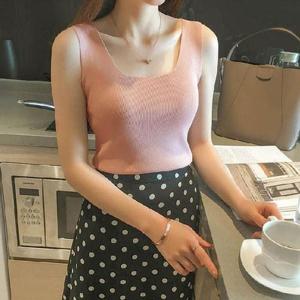 [셀러허브_여성트랜드패션]ONM 스퀘어넥 민소매 나시 여름 니트 탑 슬리브리스 네모