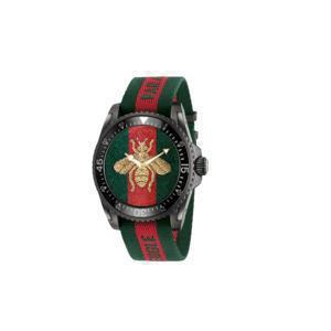 구찌 GUCCI 남성 DIVE 웹 비 스트랩 손목 시계 RED GREEN 458987