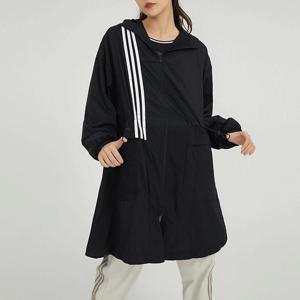 아디다스 네오 롱 캐주얼 후드 바람막이 자켓 블랙 HN2326