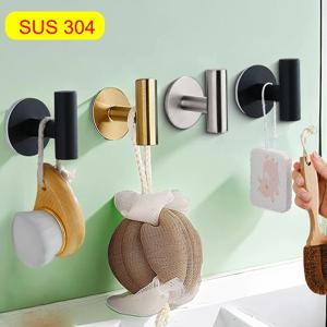 1/2PCS 접착제 벽 후크 스테인레스 스틸 가운 스티커 후크 수건 코트 키 바지 옷걸이 욕실 주방 스토리지 액세서리