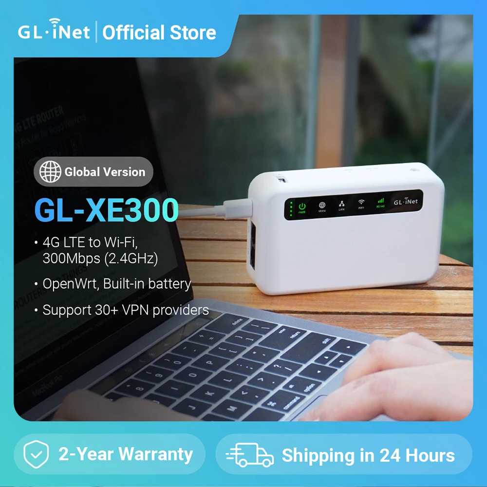 GL.iNet Puli GL-XE300 4G LTE 스마트 VPN 라우터, 휴대용 와이파이 무선 여행 핫스팟, OpenWrt, 5000mAh 배터리, OpenVPN