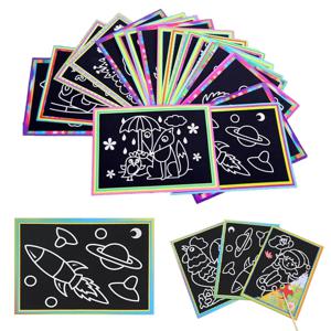 10pcs 어린이 스크래치 몬테소리 그리기 장난감 DIY 종이 만화 미술 그림 교육 몬테소리 어린이 어린이 아기 장난감 선물