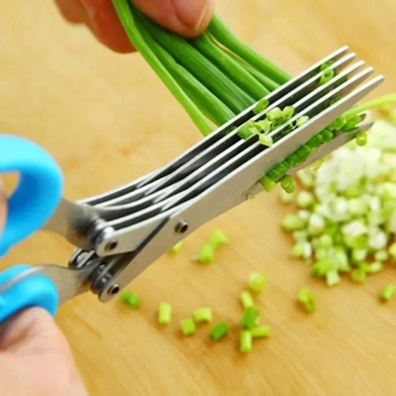 다층 주방 가위 스테인레스 스틸 야채 커터 Scallion Herb Laver 향신료 요리 도구 컷 주방 악세사리