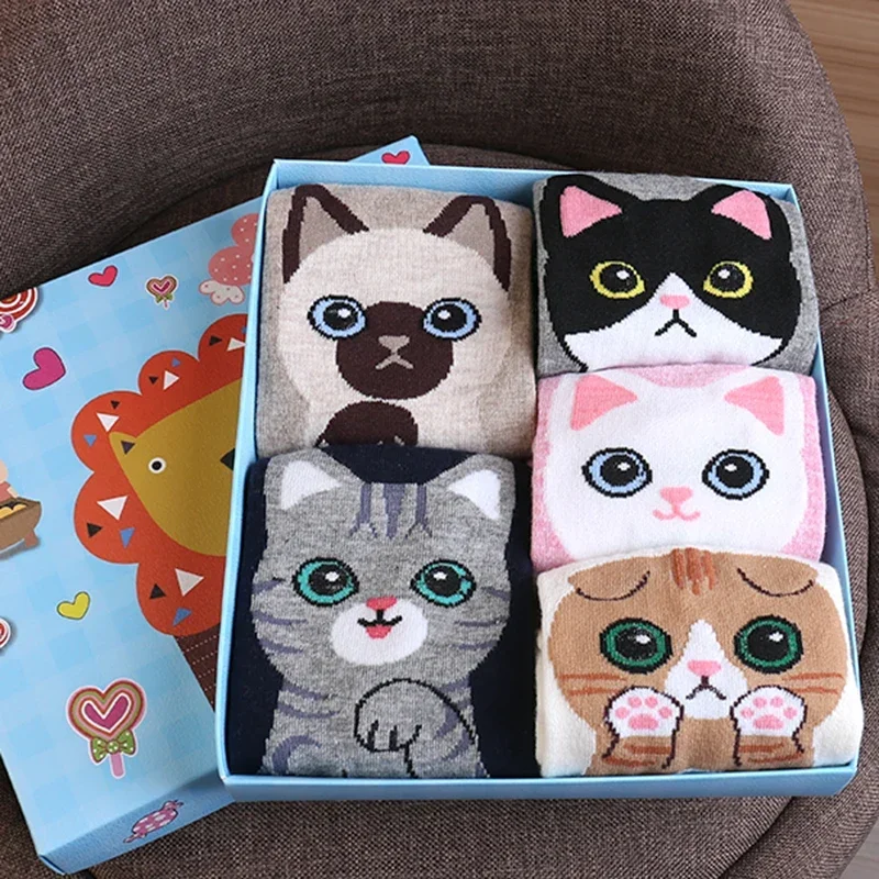 1-5 쌍 코튼 짧은 양말 만화 3D 고양이 강아지 개 동물 양말 하라주쿠 카와이 여자 여자 발목 양말 통기성 캐주얼 삭스