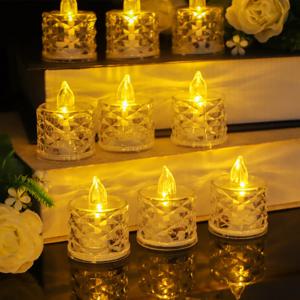 Flameless LED 라이트 캔들 LED 크리스탈 캔들 라이트 투명 쉘 전자 야간 램프 데이트 파티 휴일 홈 인테리어