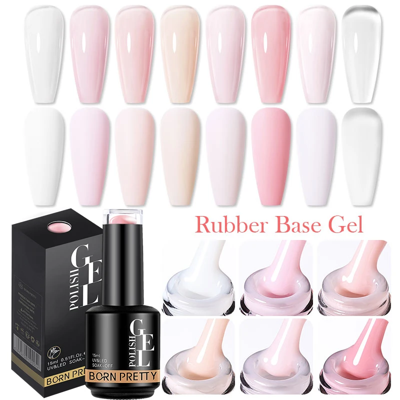 BORN PRETTY 밀키 핑크 고무 베이스 젤 매니큐어 글리터 15ml 반영구적 바니시 셀프 레벨링 UV LED 젤