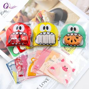 100pcs 쿠키 캔디 가방 비스킷 선물 식품 포장, 베이킹 패키지에 대 한 귀여운 만화 자체 접착 플라스틱 포장 가방