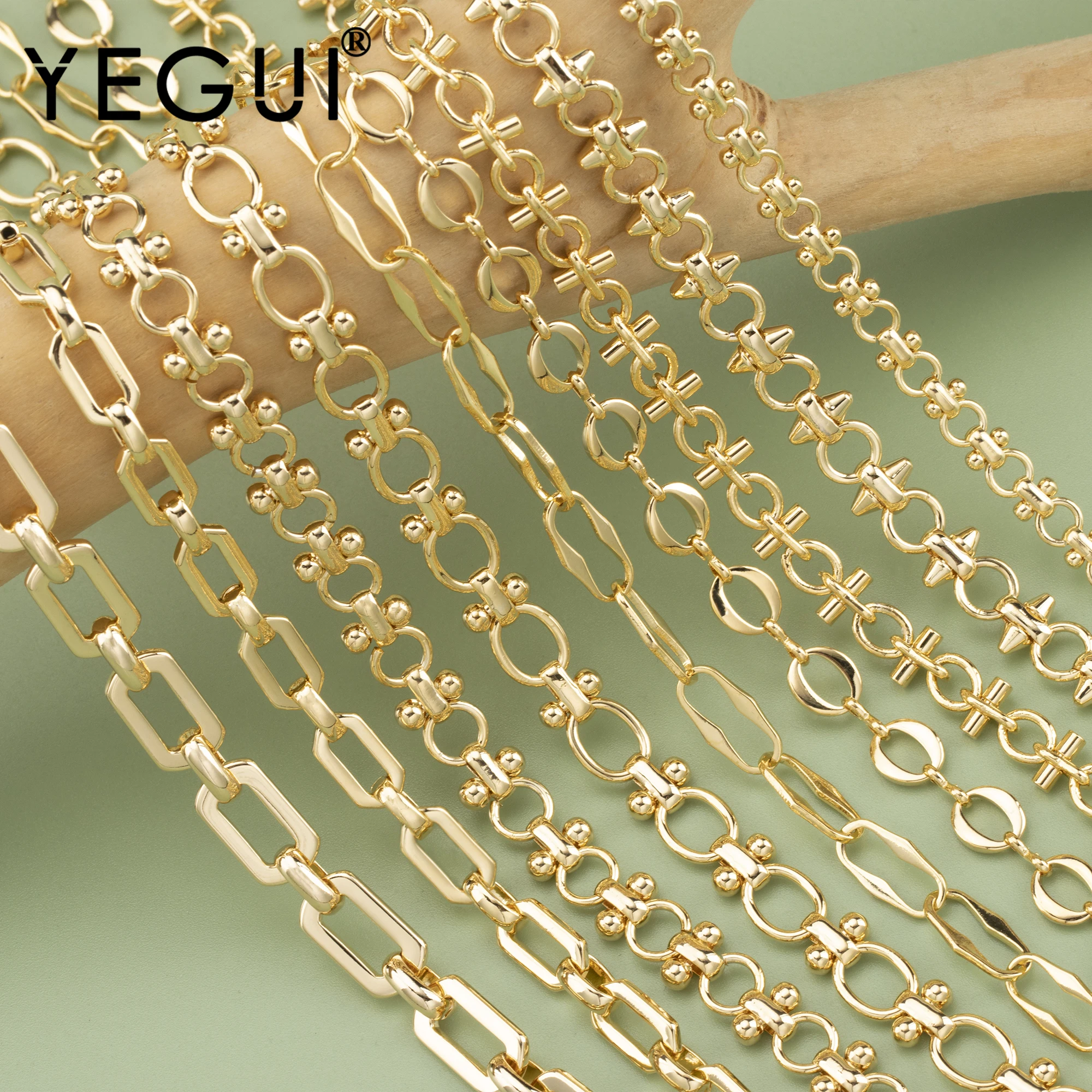 YEGUI C77,diy 체인, 18k 골드 로듐 도금, 구리, REACH 통과, 니켈 프리, 보석 만들기, 매력, diy 팔찌 목걸이, 1 메터/몫