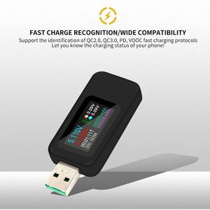C 타입 USB 테스터 디지털 전압계, 온도 전류 전압 계량기, 볼트 감지기, 전류계, 보조배터리 충전기 표시기, 10 인 1