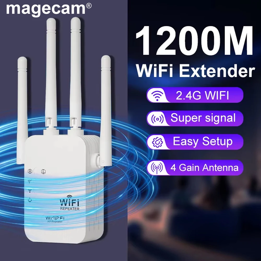 Magecam 1200Mbps 무선 와이파이 리피터 2.4G 공유기 와이파이 범위 확장기 Wi-Fi 신호 증폭기 802.11N 장거리 무선 와이파이