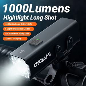 OFFFBondage 자전거 헤드라이트 보조배터리 손전등 핸들바, USB 충전, MTB 도로 하이라이트, 1000 루멘