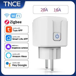 지그비 투야 스마트 소켓 EU 16A 20A WiFi 블루투스 스마트 플러그 전원 모니터링 앱 원격 타이머 음성 제어 (알렉사, 구글 홈 연동)