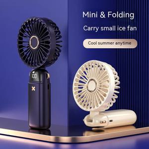 핸드헬드 미니 선풍기 접이식 휴대용 목 걸이식 선풍기, 5 단 USB 충전식 선풍기, 전화 스탠드 및 디스플레이 화면, 인기 판매