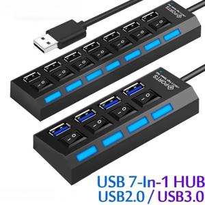 개별 스위치가 있는 USB 허브 분배기 USB 4/7 포트 분배기 개별 스위치 USB 어댑터 허브 다중 포트 소켓 전원 켜기/끄기