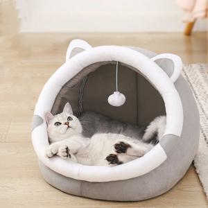고양이를위한 고양이 둥지 집 동굴 고양이 침대 개집 고양이 사계절 유니버설 세미 폐쇄 귀엽고 편안한 고양이 둥지 새끼 고양이 동굴