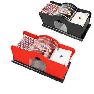 핸드 크랭크가 있는 1pc 레드/블랙 수동 카드 셔플러 2 데크, 블랙잭, UNO, 포커, 카드 딜러 기계용 카드 셔플러