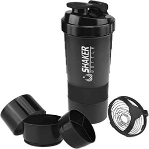 500ml 계층화 된 단백질 병 파우더 셰이커 (파우더 보관 용기 포함) 와이어 교반 볼이있는 대형 물병 물병